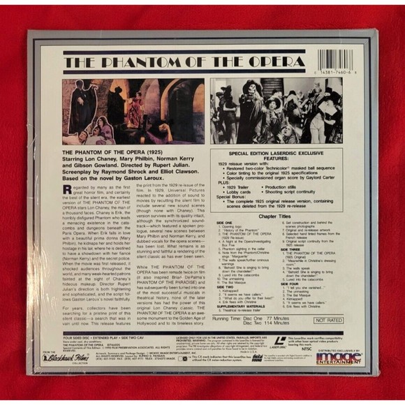 The Phantom of the Opera The Silent Classics Laserdisc LD - Lon Chaney Image Ent - Picture 2 of 6